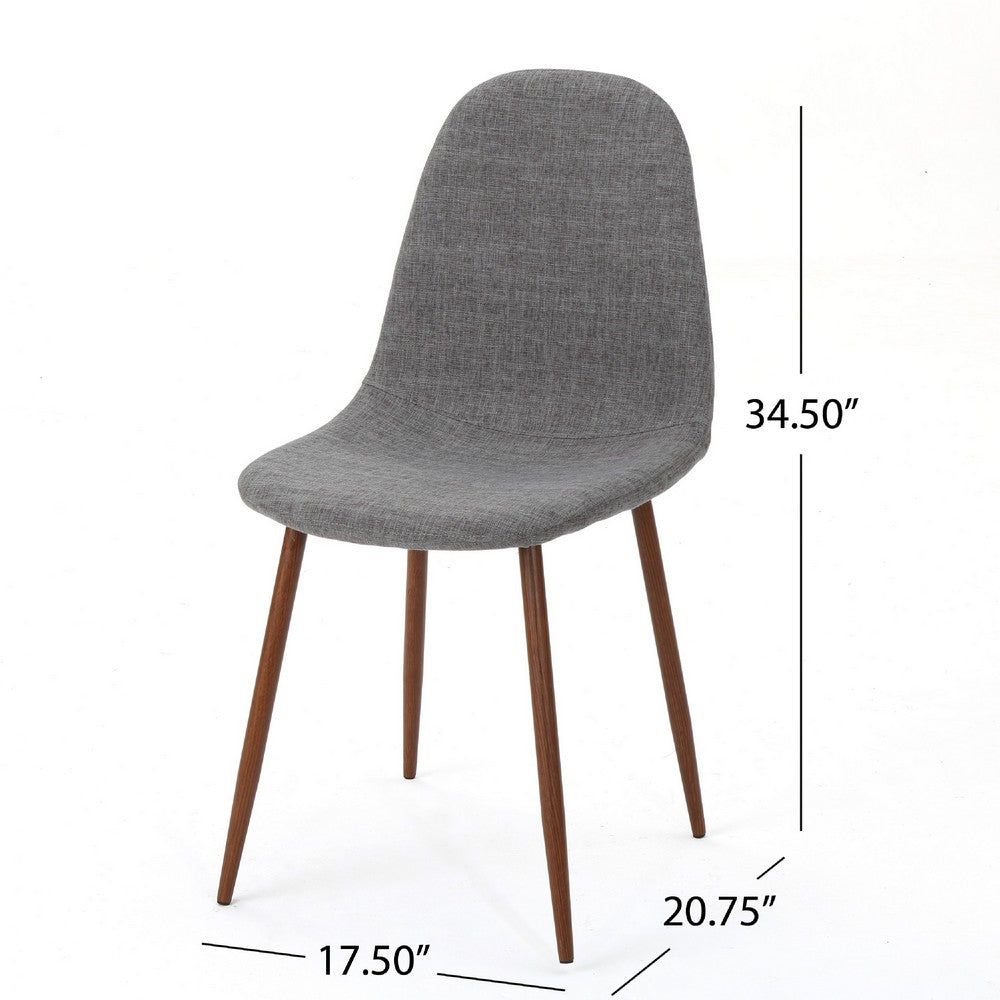 Dining Chair Set of 2, Light Gray Seat and Back Cushion, Brown Metal -BM335383