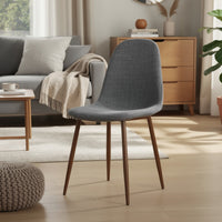 Dining Chair Set of 2, Light Gray Seat and Back Cushion, Brown Metal -BM335383