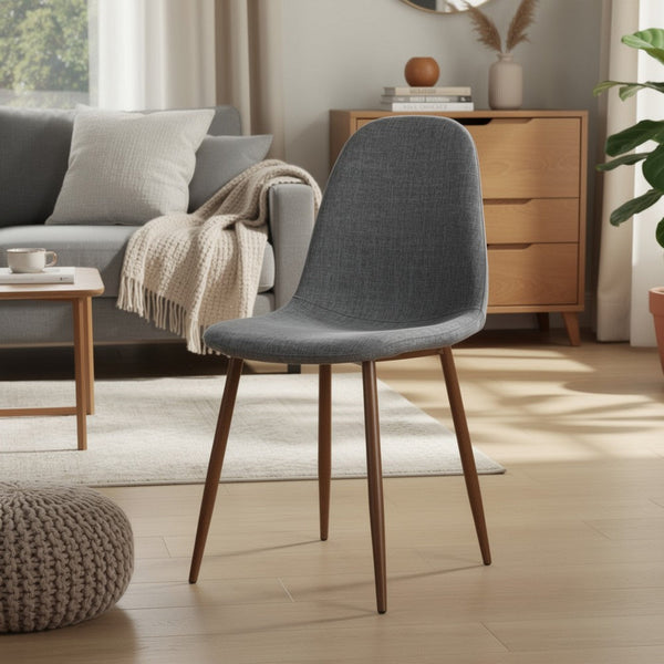 Dining Chair Set of 2, Light Gray Seat and Back Cushion, Brown Metal -BM335383