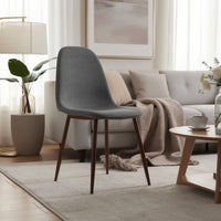 Dining Chair Set of 2, Light Gray Seat and Back Cushion, Brown Metal -BM335383