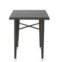 Outdoor Bar Table, 33 Inch Square Top, Dark Brown Rattan Woven -BM335384