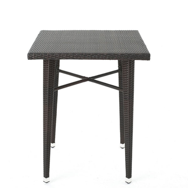 Outdoor Bar Table, 33 Inch Square Top, Dark Brown Rattan Woven -BM335384