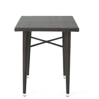 Outdoor Bar Table, 33 Inch Square Top, Dark Brown Rattan Woven -BM335384