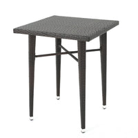 Outdoor Bar Table, 33 Inch Square Top, Dark Brown Rattan Woven -BM335384
