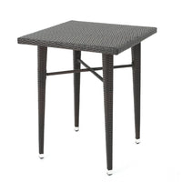 Outdoor Bar Table, 33 Inch Square Top, Dark Brown Rattan Woven -BM335384