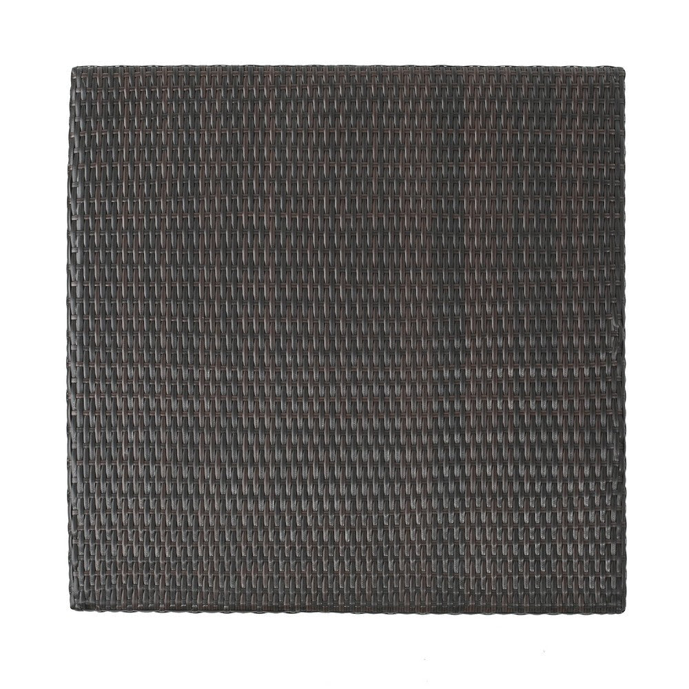 Outdoor Bar Table, 33 Inch Square Top, Dark Brown Rattan Woven -BM335384