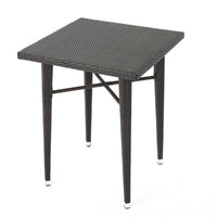 Outdoor Bar Table, 33 Inch Square Top, Dark Brown Rattan Woven -BM335384