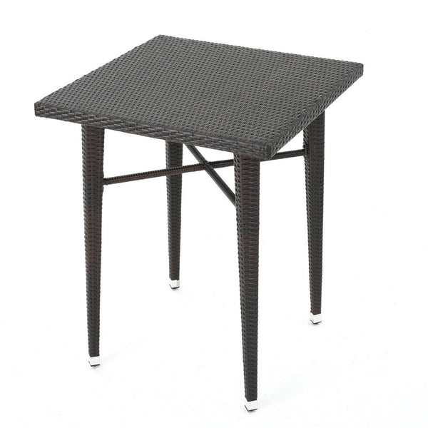 Outdoor Bar Table, 33 Inch Square Top, Dark Brown Rattan Woven -BM335384