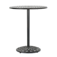 Outdoor Bar Table, 35 Inch Round Carved Top, Antique Bronze Aluminum  -BM335385