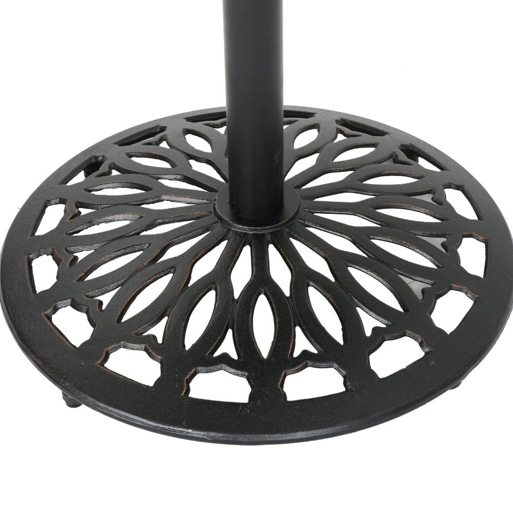 Outdoor Bar Table, 35 Inch Round Carved Top, Antique Bronze Aluminum  -BM335385
