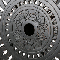 Outdoor Bar Table, 35 Inch Round Carved Top, Antique Bronze Aluminum  -BM335385