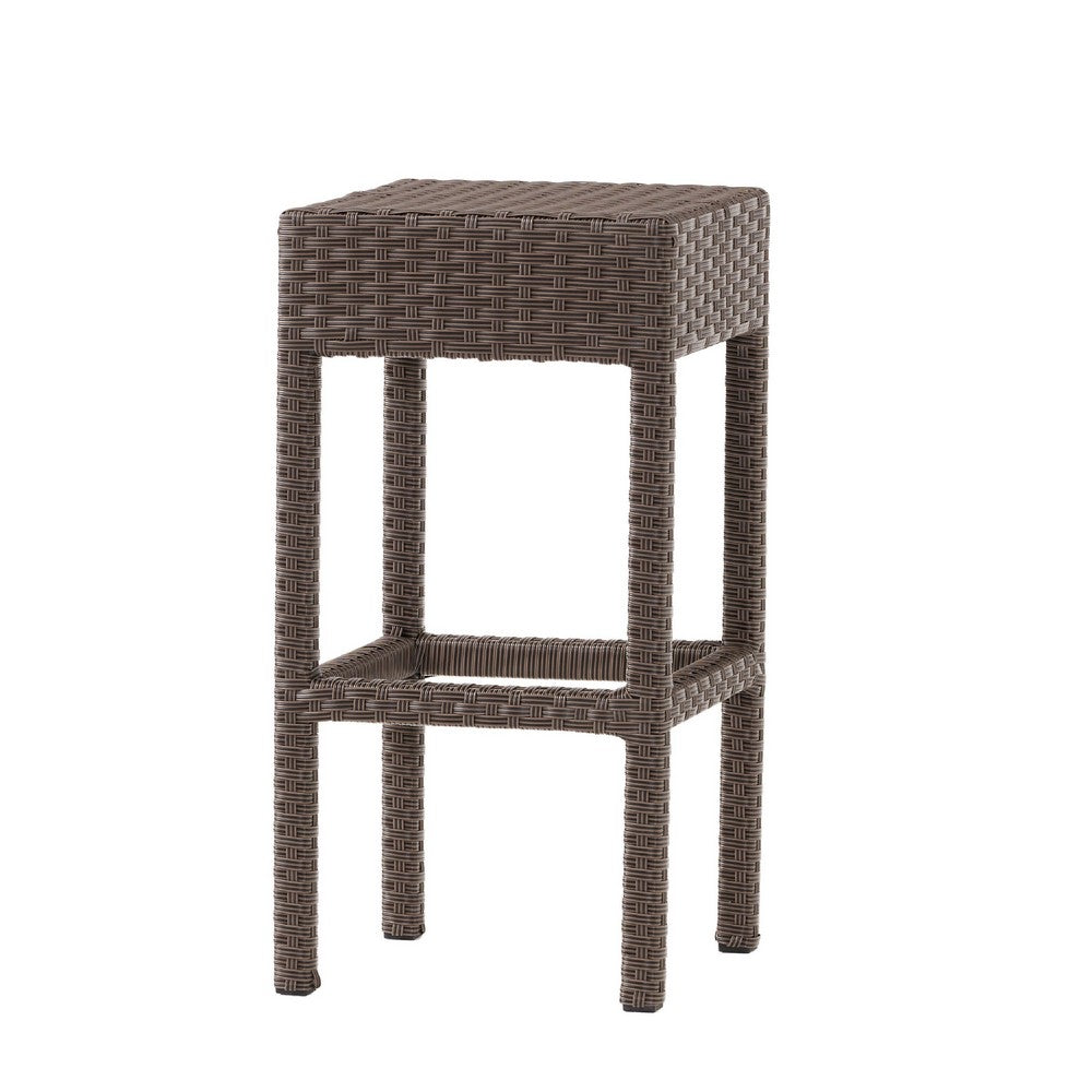 Outdoor Barstool Set of 2, Industrial Style Dark Brown Rattan Woven -BM335387