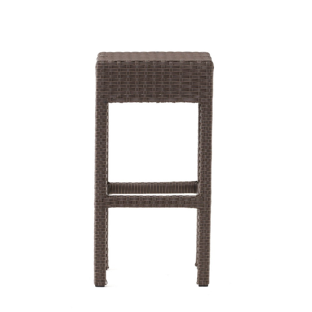 Outdoor Barstool Set of 2, Industrial Style Dark Brown Rattan Woven -BM335387