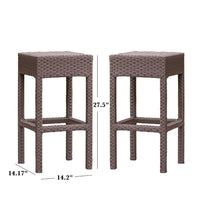 Outdoor Barstool Set of 2, Industrial Style Dark Brown Rattan Woven -BM335387