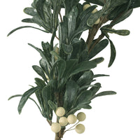 Decorative Garland, White Snowberries w Frosted Green Leaves 55 Inch -BM335388