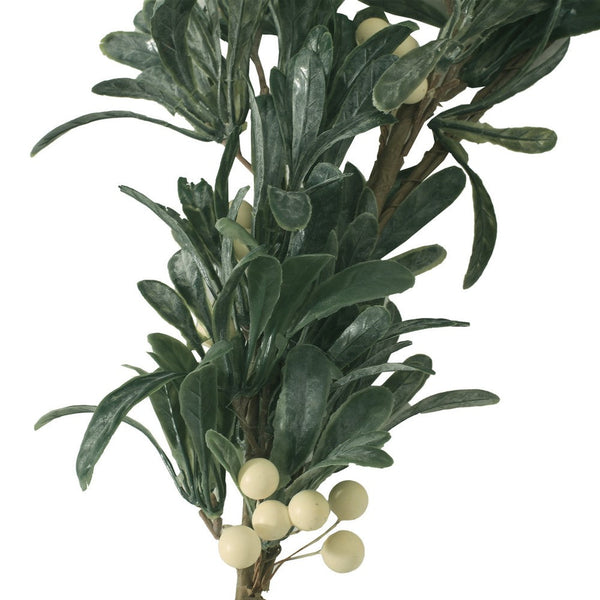 Decorative Garland, White Snowberries w Frosted Green Leaves 55 Inch -BM335388