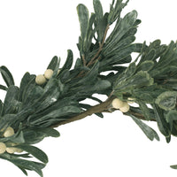 Decorative Garland, White Snowberries w Frosted Green Leaves 55 Inch -BM335388
