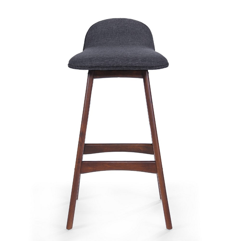 Deva Lowback Barstool Chair Set of 2, Charcoal Gray Seat, Walnut Brown -BM335391