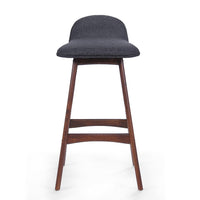 Deva Lowback Barstool Chair Set of 2, Charcoal Gray Seat, Walnut Brown -BM335391