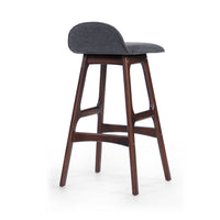 Deva Lowback Barstool Chair Set of 2, Charcoal Gray Seat, Walnut Brown -BM335391