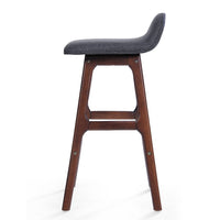 Deva Lowback Barstool Chair Set of 2, Charcoal Gray Seat, Walnut Brown -BM335391