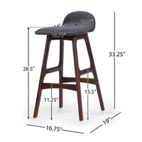 Deva Lowback Barstool Chair Set of 2, Charcoal Gray Seat, Walnut Brown -BM335391