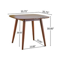 Ruw Dining Table, 36 Inch Square Walnut Brown Wood Top, Splayed Legs -BM335392