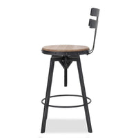 Milz Barstool Chair, Black Silver Metal 24-31 Adjustable Height, Brown -BM335396