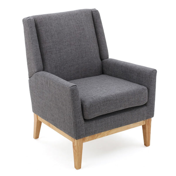 Weli Accent Sofa Chair, Gray Fabric Padded Seat, Light Brown Legs -BM335401
