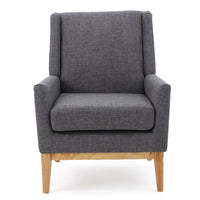 Weli Accent Sofa Chair, Gray Fabric Padded Seat, Light Brown Legs -BM335401