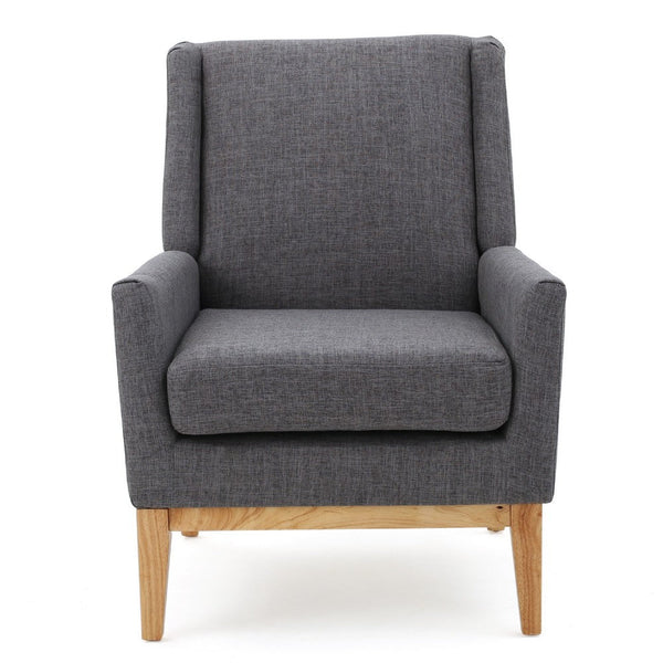 Weli Accent Sofa Chair, Gray Fabric Padded Seat, Light Brown Legs -BM335401