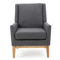 Weli Accent Sofa Chair, Gray Fabric Padded Seat, Light Brown Legs -BM335401