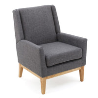 Weli Accent Sofa Chair, Gray Fabric Padded Seat, Light Brown Legs -BM335401