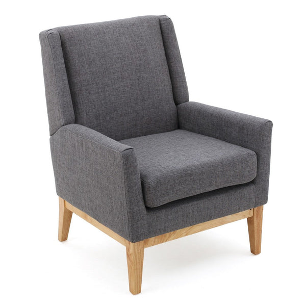 Weli Accent Sofa Chair, Gray Fabric Padded Seat, Light Brown Legs -BM335401