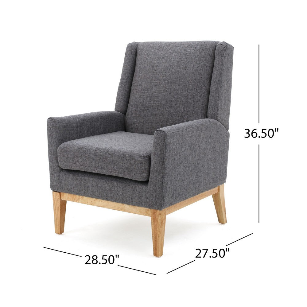 Weli Accent Sofa Chair, Gray Fabric Padded Seat, Light Brown Legs -BM335401