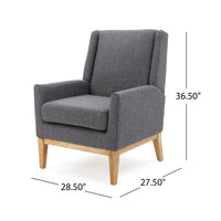 Weli Accent Sofa Chair, Gray Fabric Padded Seat, Light Brown Legs -BM335401