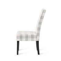 Cini Dining Side Chair Set of 2, Gray Plaid Fabric, Black Wood Legs -BM335402