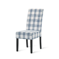 Cini Dining Side Chair Set of 2, Blue Cream Fabric, Black Wood Legs -BM335403