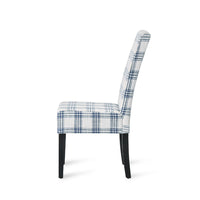 Cini Dining Side Chair Set of 2, Blue Cream Fabric, Black Wood Legs -BM335403