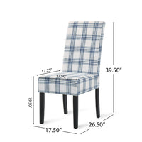 Cini Dining Side Chair Set of 2, Blue Cream Fabric, Black Wood Legs -BM335403
