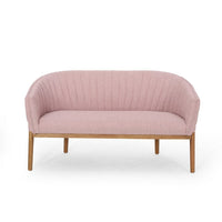 Fery Loveseat, Blush Pink Fabric Channel Stitched Back, Brown 55 Inch -BM335404