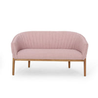 Fery Loveseat, Blush Pink Fabric Channel Stitched Back, Brown 55 Inch -BM335404