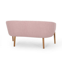 Fery Loveseat, Blush Pink Fabric Channel Stitched Back, Brown 55 Inch -BM335404