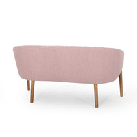 Fery Loveseat, Blush Pink Fabric Channel Stitched Back, Brown 55 Inch -BM335404