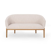 Fery Loveseat, Beige Fabric Channel Stitched Back, Brown Wood 55 Inch -BM335405