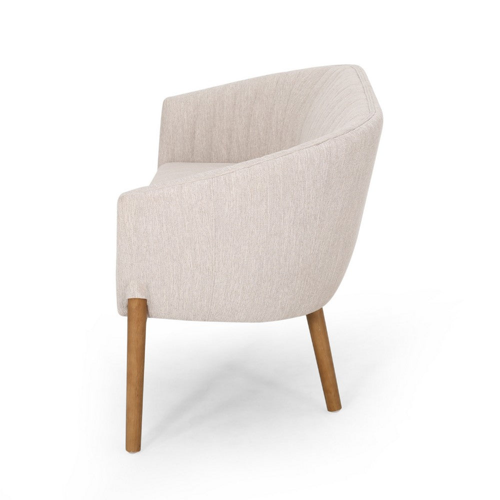 Fery Loveseat, Beige Fabric Channel Stitched Back, Brown Wood 55 Inch -BM335405