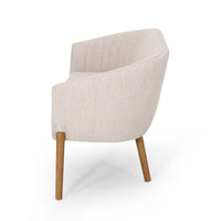 Fery Loveseat, Beige Fabric Channel Stitched Back, Brown Wood 55 Inch -BM335405