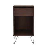 Livy Nightstand, 1 Drawer, Black Iron Legs, Walnut Brown, 27 Inch -BM335409