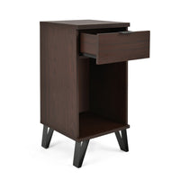 Livy Nightstand, 1 Drawer, Black Iron Legs, Walnut Brown, 27 Inch -BM335409