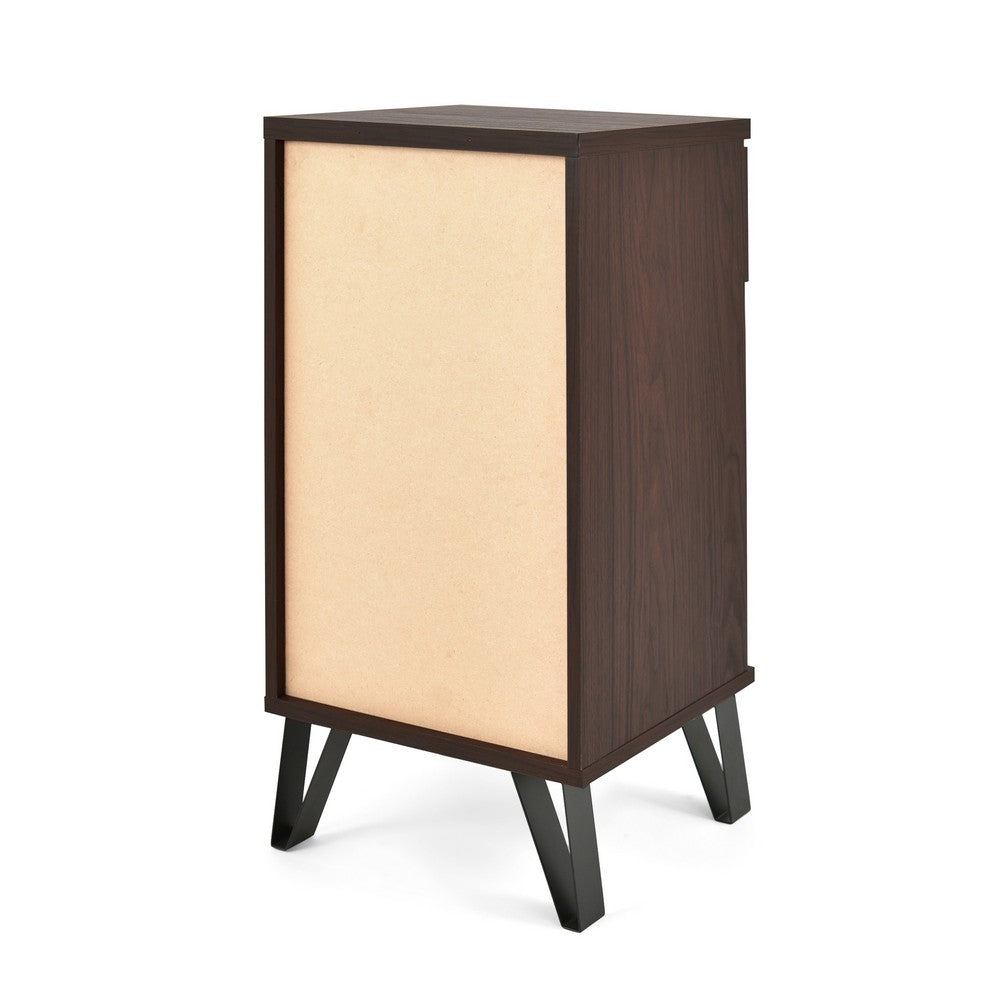 Livy Nightstand, 1 Drawer, Black Iron Legs, Walnut Brown, 27 Inch -BM335409